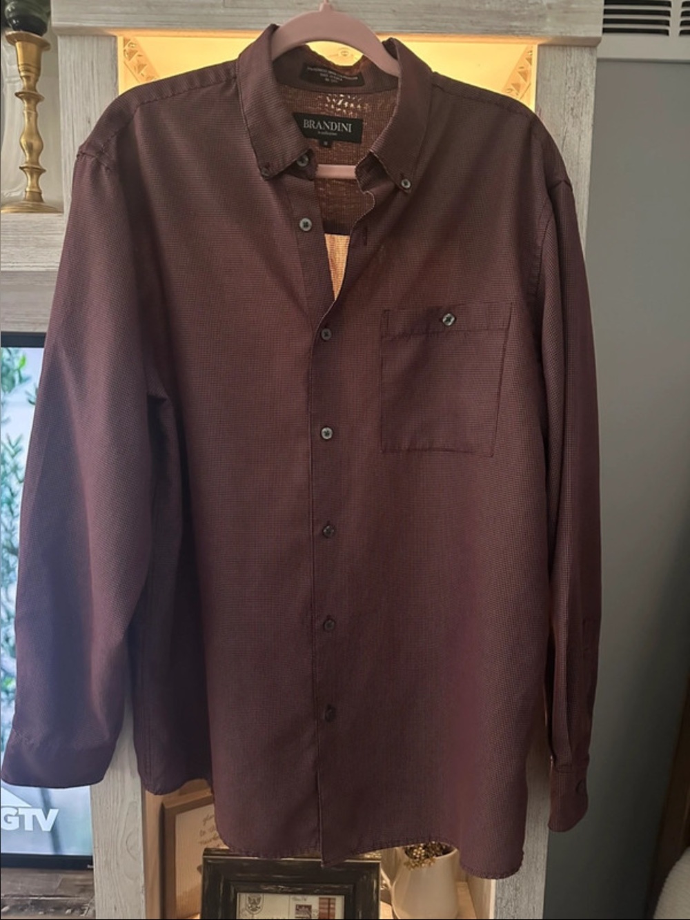 Brandini Men's Long-Sleeve Dress Shirt in Dark Brown